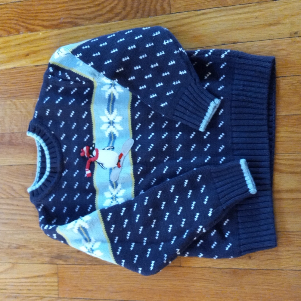 ADORABLE SWEET Penguin Snowboarding HARTSTRINGS SWEATER, 4T